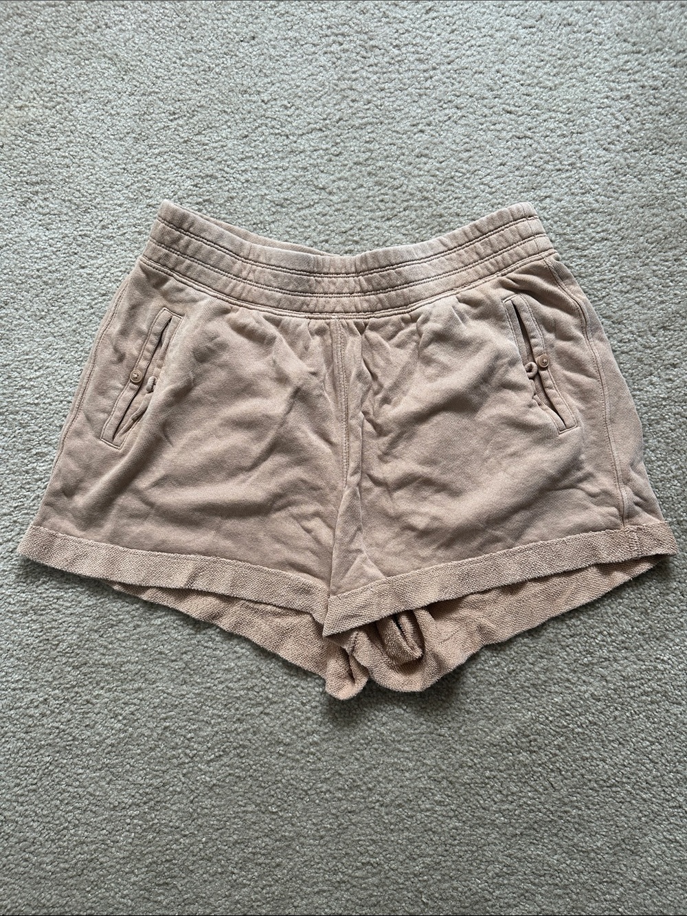 aerie Terry Athletic Shorts in Light Beige